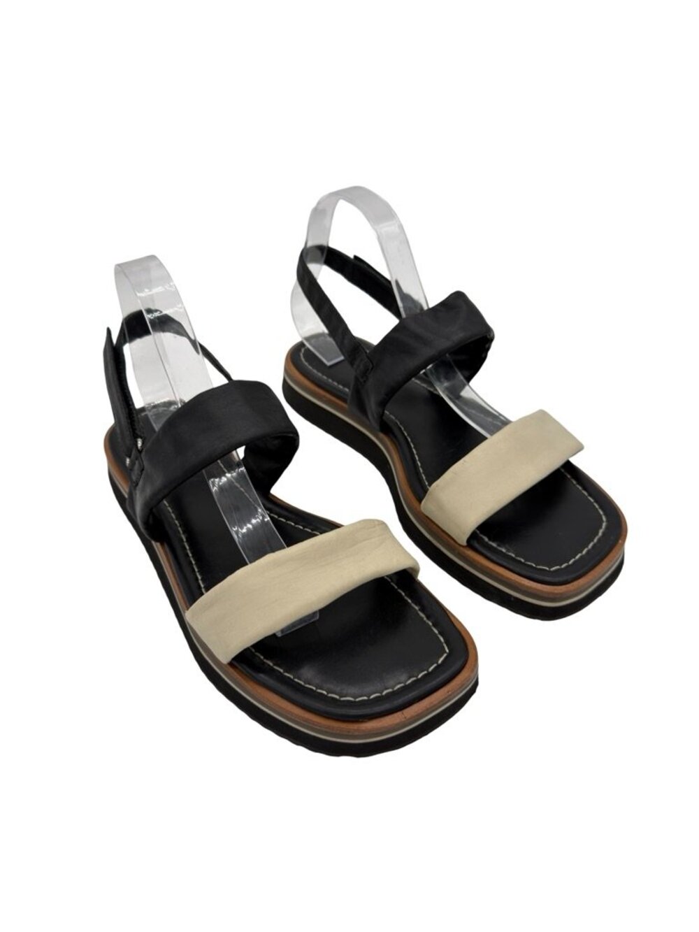 Bernardo Amber Stomy Sandals Cream & Black Size 11